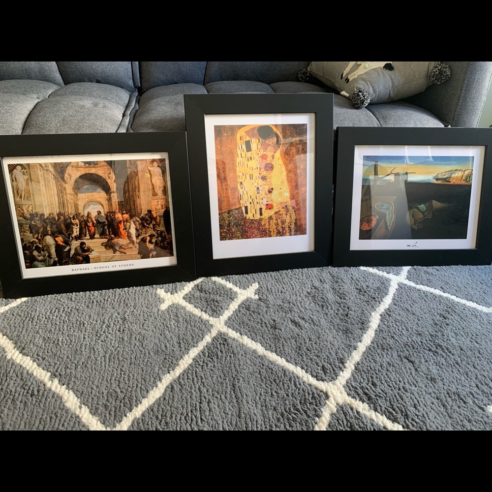 Identical Black Frames w/ painting prints included